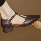 Femme Mary Janes Bride en T Tressée Plates Rétro Casual Bureau - Hiverline