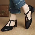Femme Mary Janes Bride en T Tressée Plates Rétro Casual Bureau - Hiverline