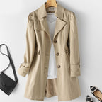 Femme Trench Court Blazer à Boutons Col Revers Bureau Casual Chic - Hiverline