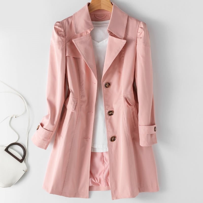 Femme Trench Court Blazer à Boutons Col Revers Bureau Casual Chic - Hiverline