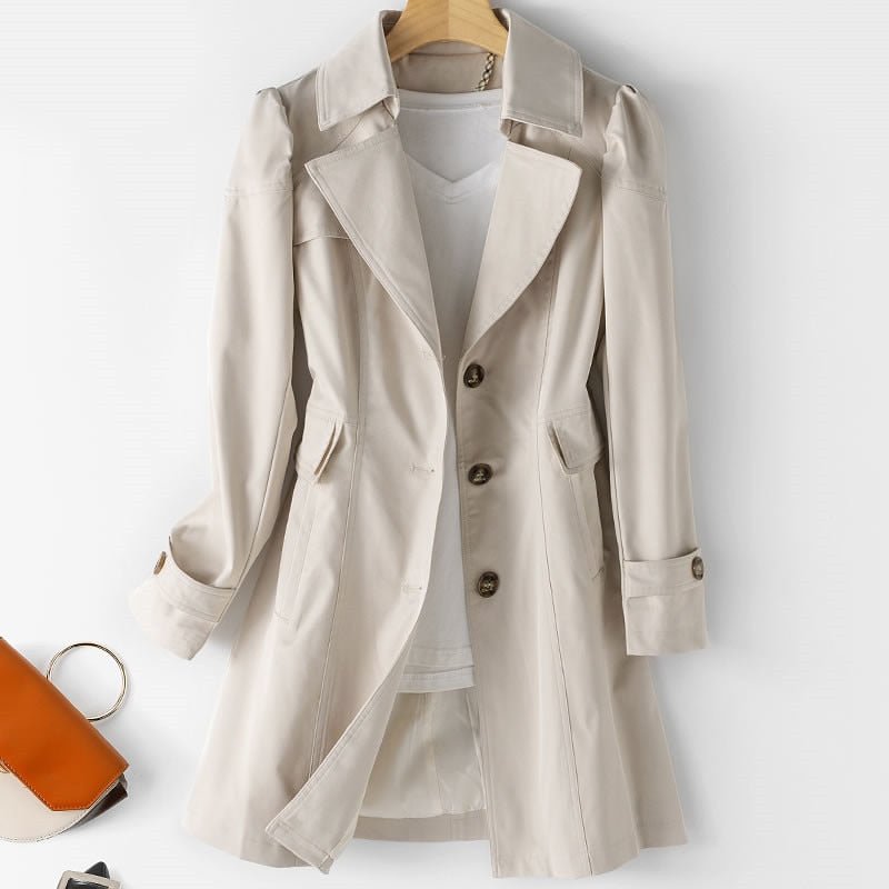 Femme Trench Court Blazer à Boutons Col Revers Bureau Casual Chic - Hiverline