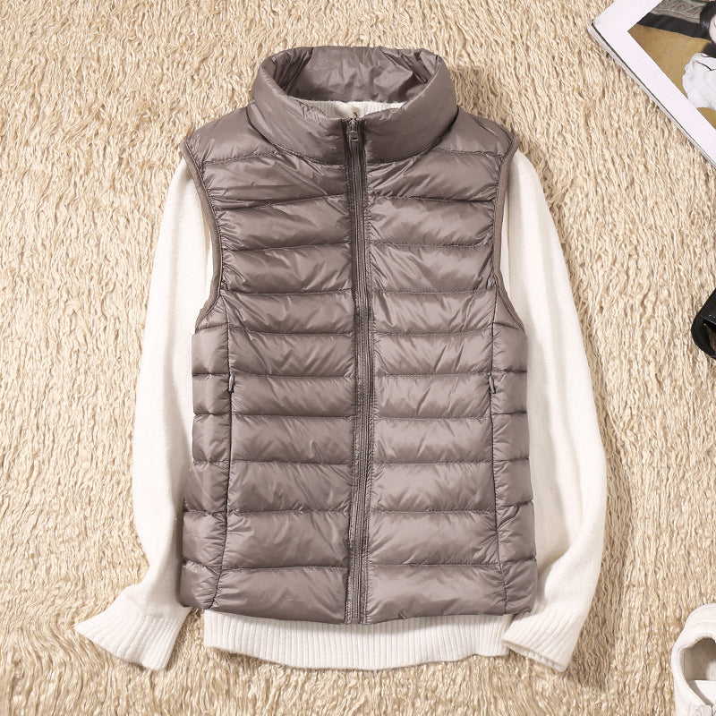 Gilet Doudoune Femme Ultra Léger Coupe-Vent Col Montant Hiver - Hiverline
