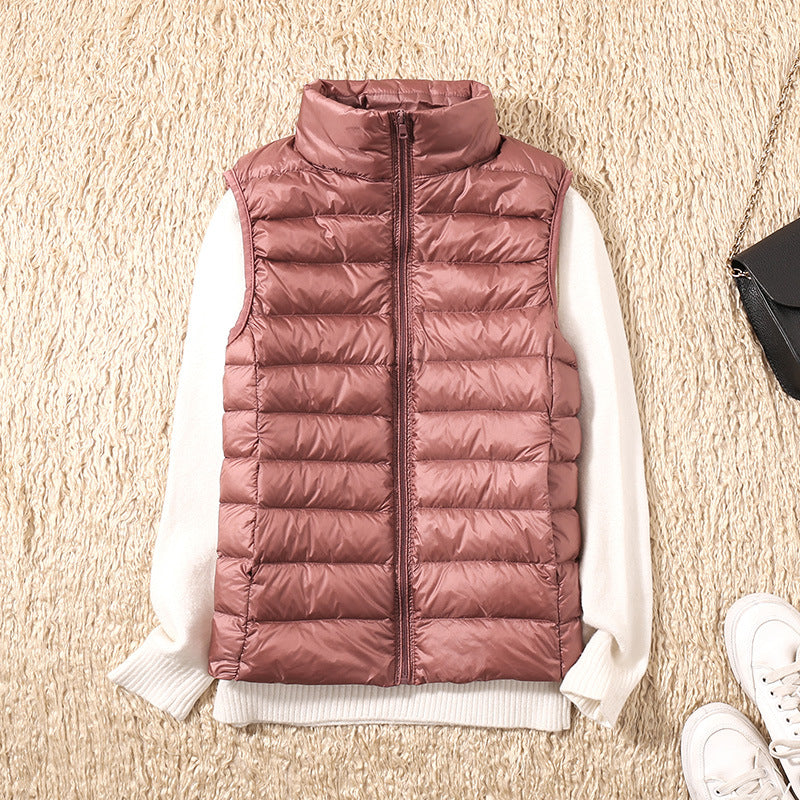 Gilet Doudoune Femme Ultra Léger Coupe-Vent Col Montant Hiver - Hiverline