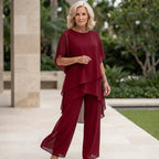 Damen Büro-Outfit mit drapiertem Oberteil und weitem, asymmetrischem Palazzo-Hose – Sienna