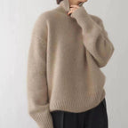 Pull Col Roulé en Cachemire pour Femmes Doux Confortable Coupe Relaxée Chaud Décontracté Élégant Hiver – Beige