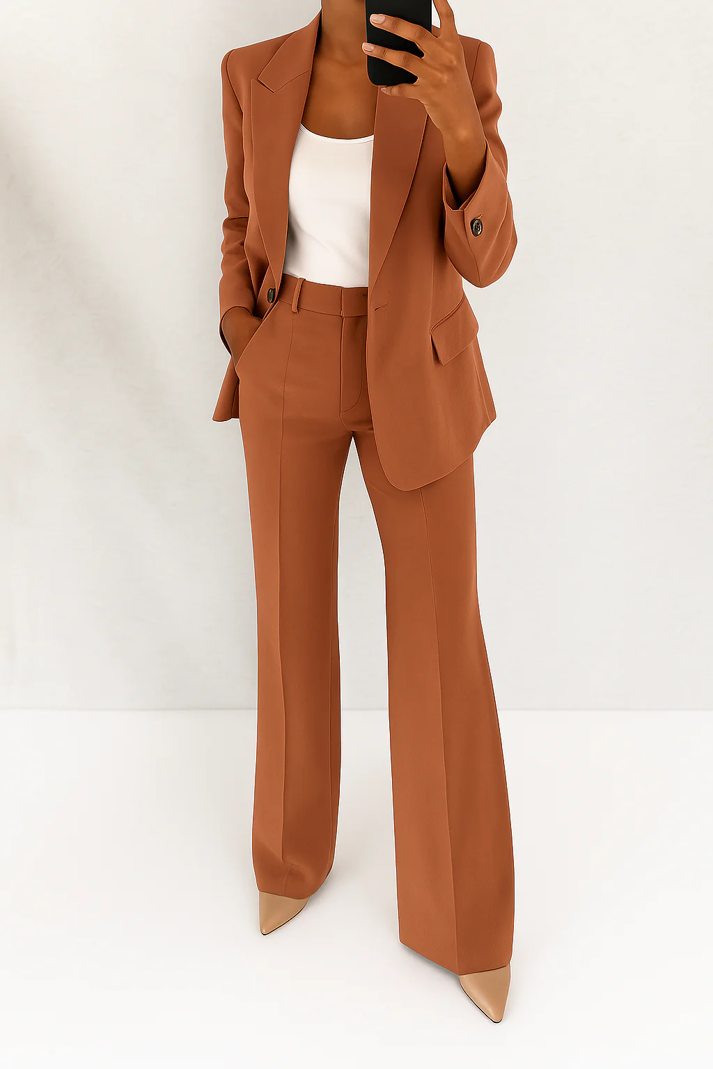 Disfraz Mujer Dos Piezas Blazer Ajustado Pantalones Anchos Elegante Corte Casual Formal – Julie