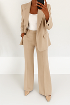 Disfraz Mujer Dos Piezas Blazer Ajustado Pantalones Anchos Elegante Corte Casual Formal – Julie