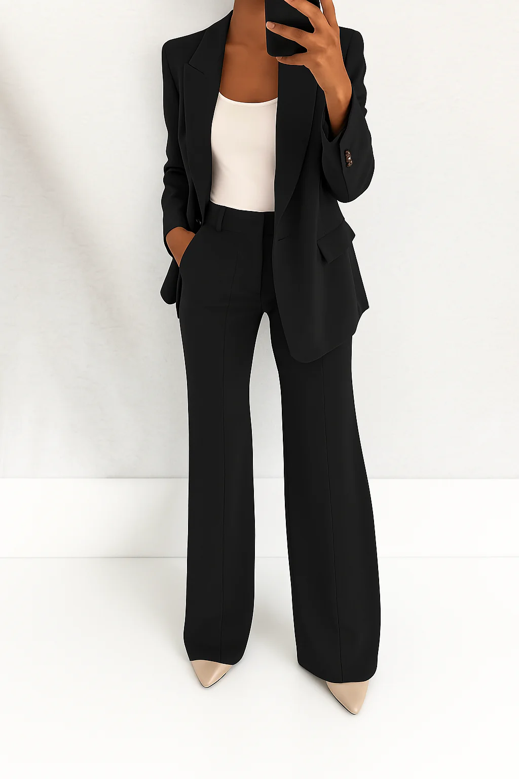 Disfraz Mujer Dos Piezas Blazer Ajustado Pantalones Anchos Elegante Corte Casual Formal – Julie