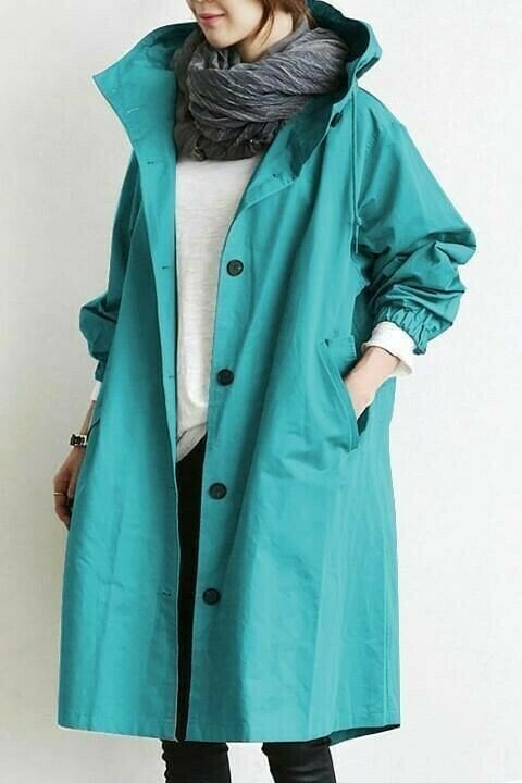 Imperméable Femme à Capuche Boutons Coupe Longue Trench Pluie Casual - Hiverline