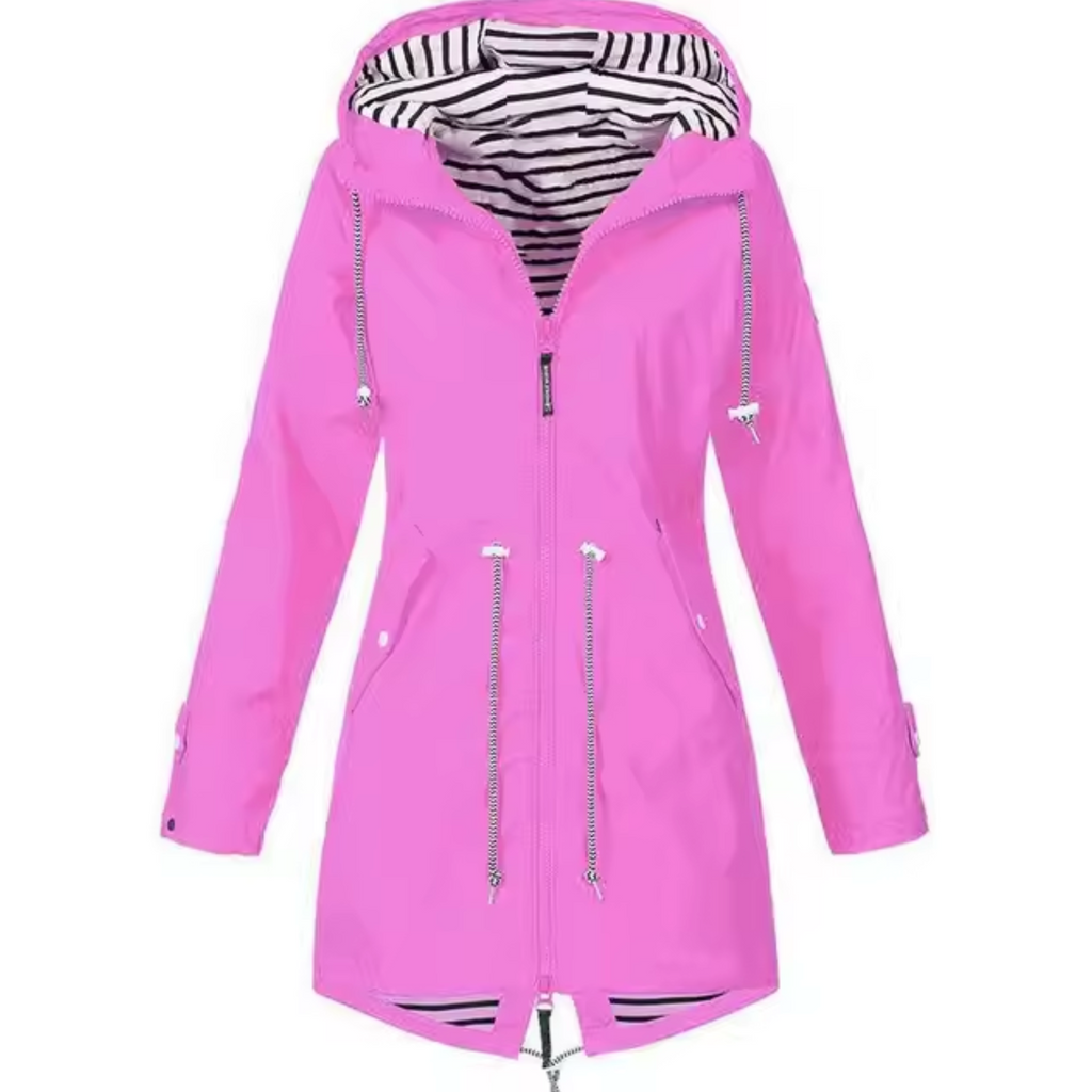 Imperméable Femme à Capuche Coupe Cintrée Veste de Pluie Légère Outdoor - Hiverline