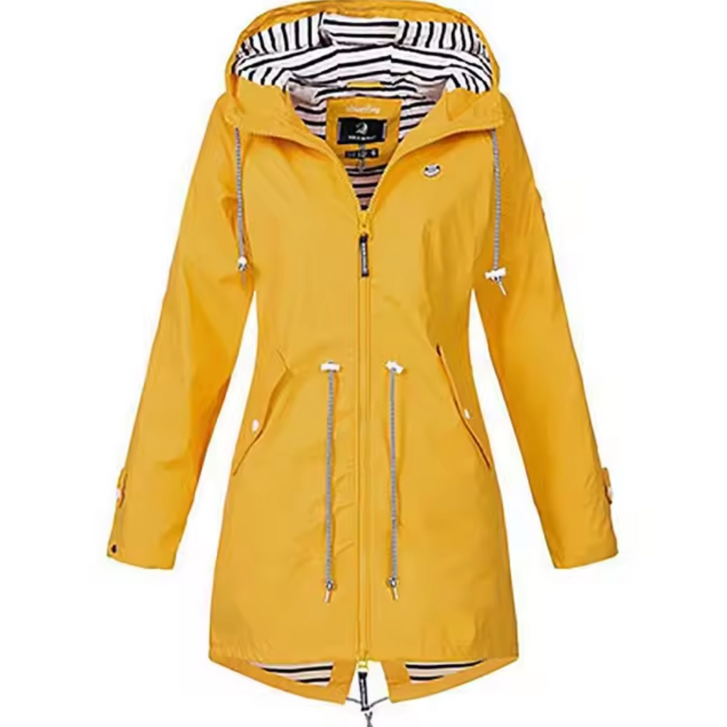 Imperméable Femme à Capuche Coupe Cintrée Veste de Pluie Légère Outdoor - Hiverline