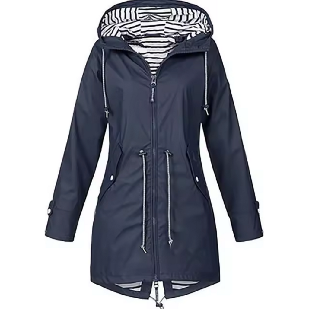 Imperméable Femme à Capuche Coupe Cintrée Veste de Pluie Légère Outdoor - Hiverline