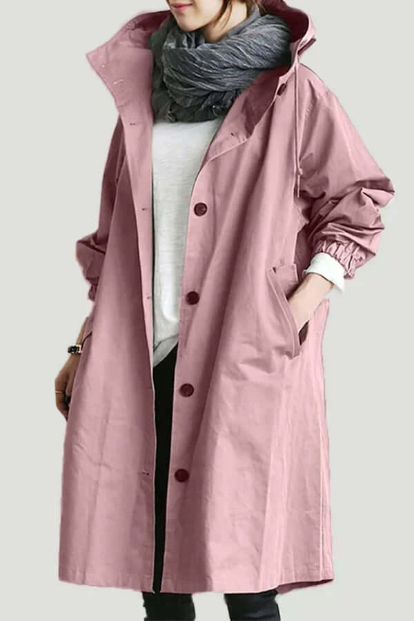 Imperméable Femme Léger Coupe-Vent à Capuche Trench de Pluie Casual Automne - Hiverline