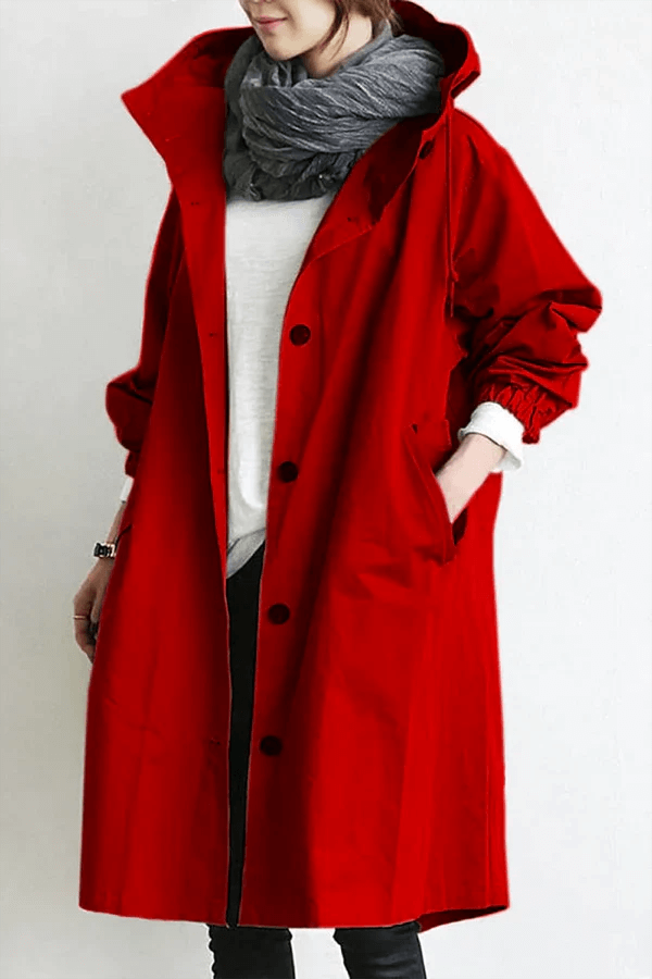 Imperméable Femme Léger Coupe-Vent à Capuche Trench de Pluie Casual Automne - Hiverline