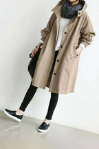 Imperméable Femme Léger Coupe-Vent à Capuche Trench de Pluie Casual Automne - Hiverline