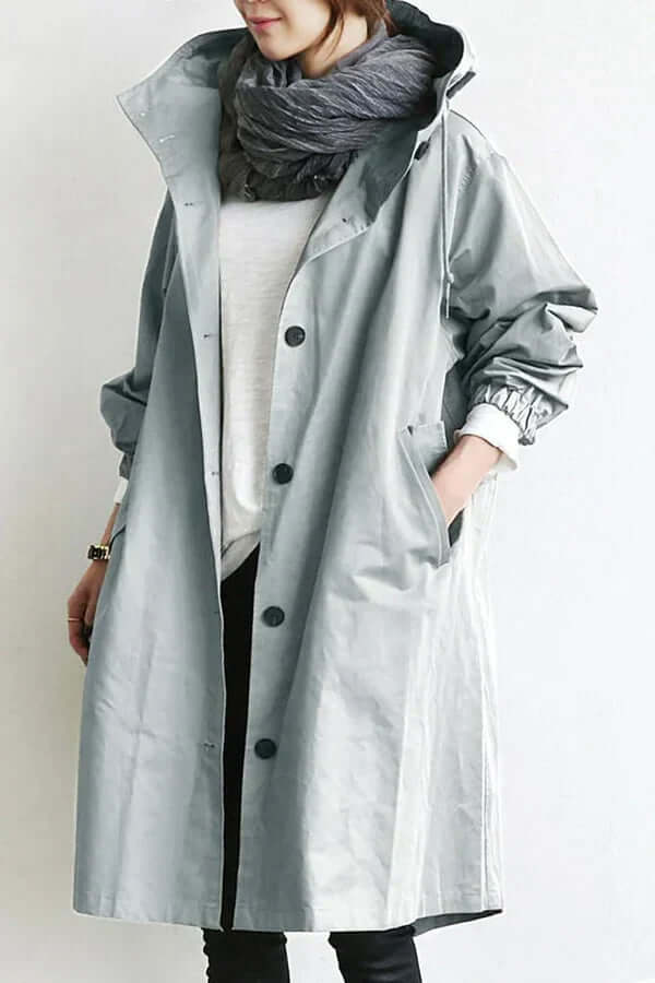 Imperméable Femme Léger Coupe-Vent à Capuche Trench de Pluie Casual Automne - Hiverline