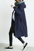 Imperméable Femme Léger Coupe-Vent à Capuche Trench de Pluie Casual Automne - Hiverline
