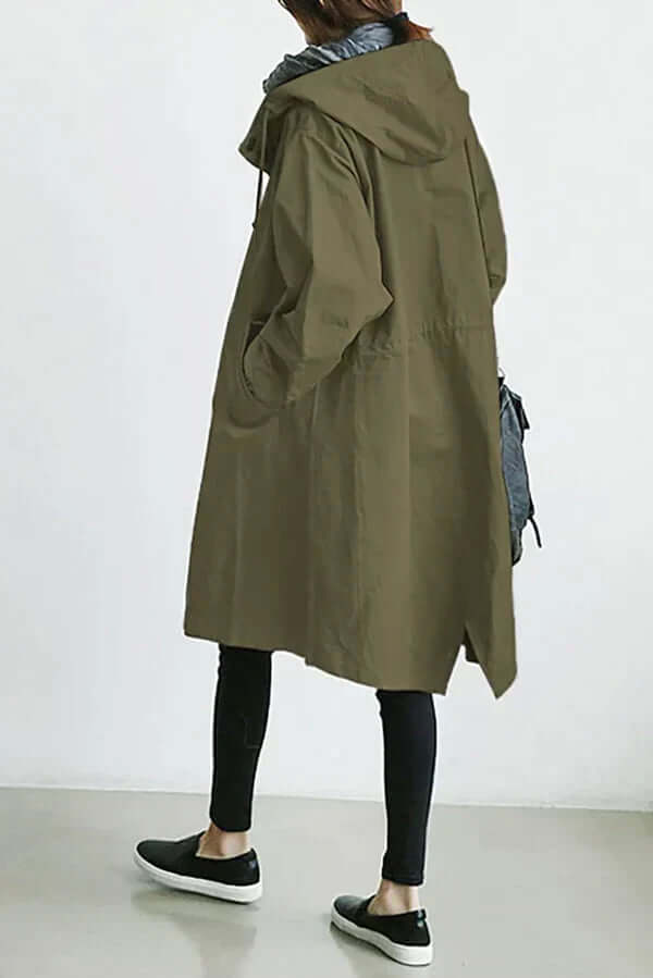 Imperméable Femme Léger Coupe-Vent à Capuche Trench de Pluie Casual Automne - Hiverline
