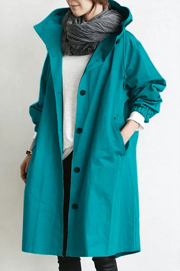 Imperméable Femme Léger Coupe-Vent à Capuche Trench de Pluie Casual Automne - Hiverline