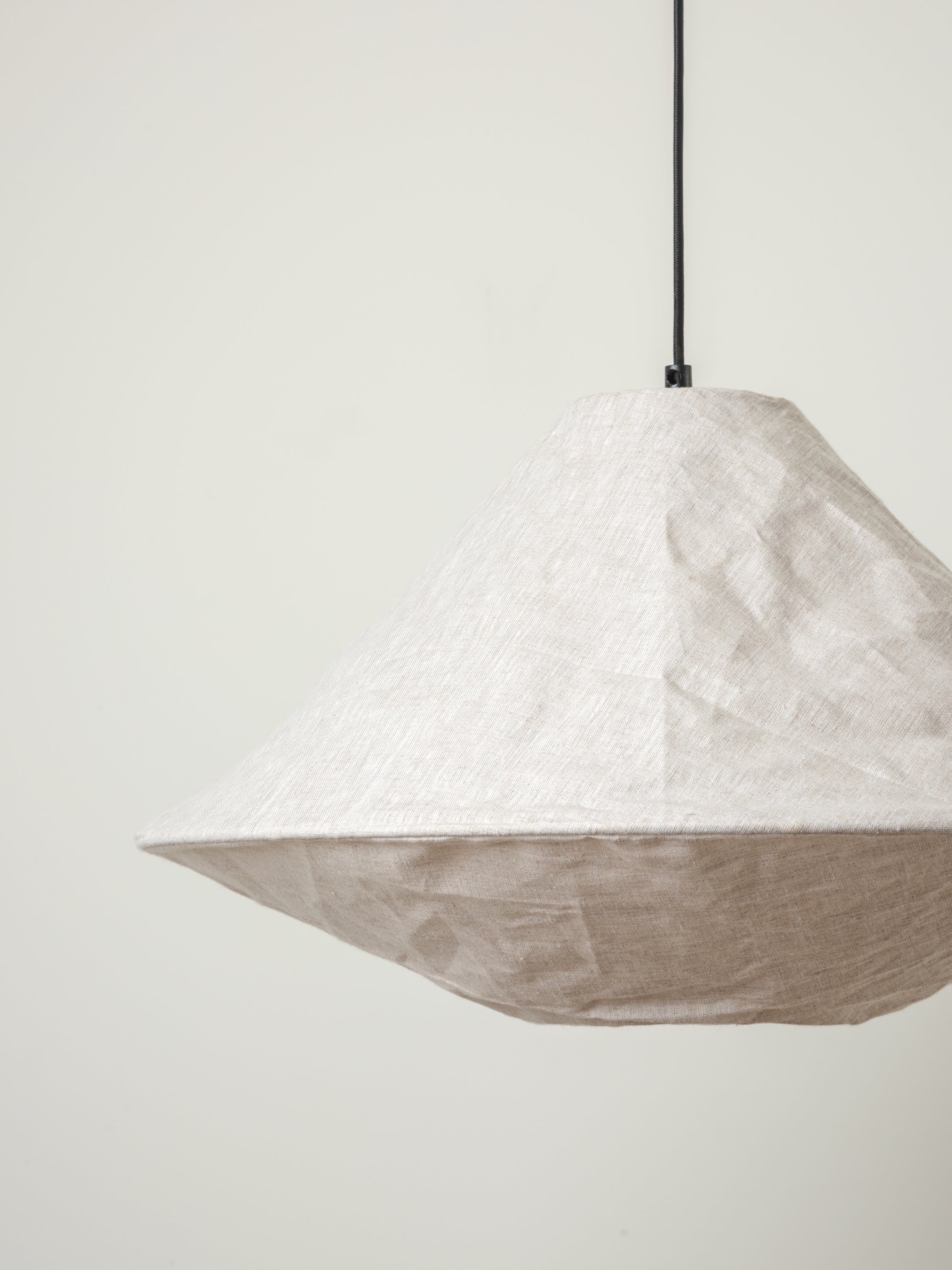 Abat-Jour Suspension Lin Pliable Organique Chambre Salon Diffuseur Bas Beige Naturel – Siya
