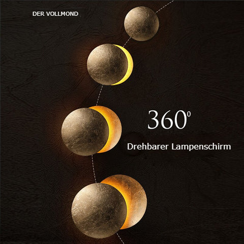 Dekorative Innen-Wandlampe Sonnenfinsternis mit Schattenprojektion, goldfarbenes Metall – EclipseLamp