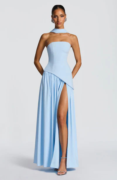 Robe Longue Élegante Sans Manches pour Femmes Ajustée Fendue Formelle Soirée Mariage Invité Sophistiquée – Mya