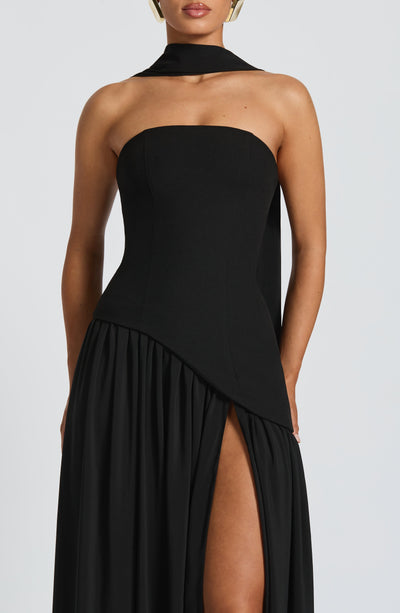 Robe Longue Élegante Sans Manches pour Femmes Ajustée Fendue Formelle Soirée Mariage Invité Sophistiquée – Mya