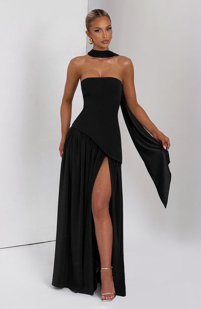 Robe Longue Élegante Sans Manches pour Femmes Ajustée Fendue Formelle Soirée Mariage Invité Sophistiquée – Mya