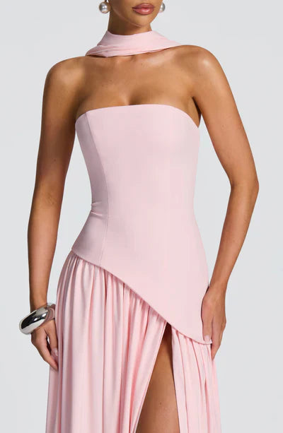 Robe Longue Élegante Sans Manches pour Femmes Ajustée Fendue Formelle Soirée Mariage Invité Sophistiquée – Mya