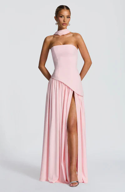 Robe Longue Élegante Sans Manches pour Femmes Ajustée Fendue Formelle Soirée Mariage Invité Sophistiquée – Mya