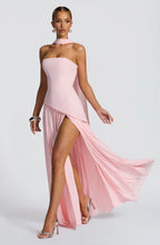 Robe Longue Élegante Sans Manches pour Femmes Ajustée Fendue Formelle Soirée Mariage Invité Sophistiquée – Mya