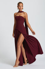 Robe Longue Élegante Sans Manches pour Femmes Ajustée Fendue Formelle Soirée Mariage Invité Sophistiquée – Mya