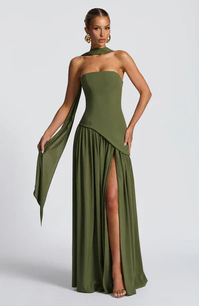 Robe Longue Élegante Sans Manches pour Femmes Ajustée Fendue Formelle Soirée Mariage Invité Sophistiquée – Mya