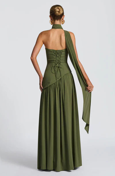 Robe Longue Élegante Sans Manches pour Femmes Ajustée Fendue Formelle Soirée Mariage Invité Sophistiquée – Mya