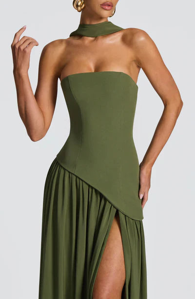 Robe Longue Élegante Sans Manches pour Femmes Ajustée Fendue Formelle Soirée Mariage Invité Sophistiquée – Mya