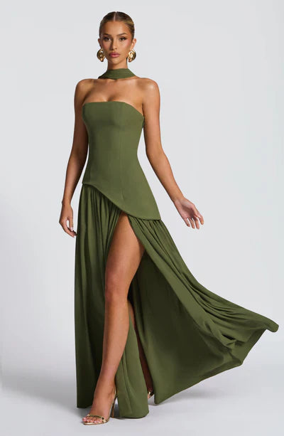 Robe Longue Élegante Sans Manches pour Femmes Ajustée Fendue Formelle Soirée Mariage Invité Sophistiquée – Mya