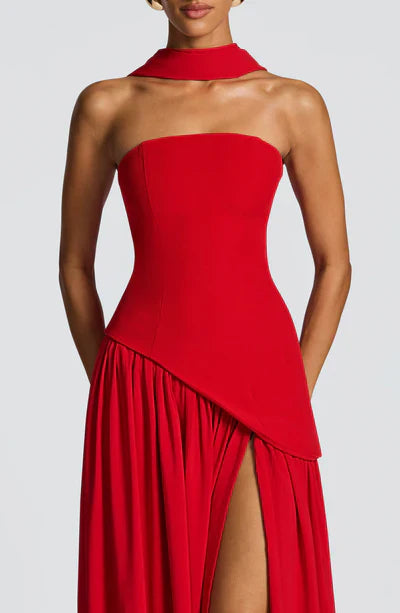 Robe Longue Élegante Sans Manches pour Femmes Ajustée Fendue Formelle Soirée Mariage Invité Sophistiquée – Mya