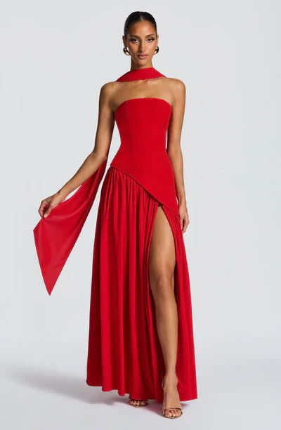 Robe Maxi Élegante Sans Manches pour Femmes Ajustée Fendue Formelle Soirée Mariage Invité Sophistiquée – Mya