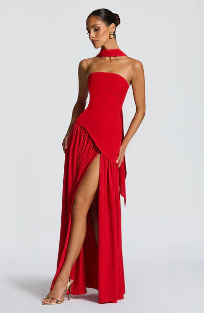 Robe Longue Élegante Sans Manches pour Femmes Ajustée Fendue Formelle Soirée Mariage Invité Sophistiquée – Mya