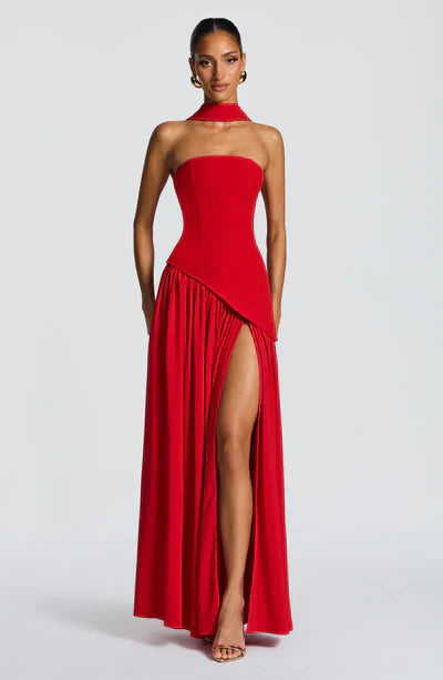 Robe Longue Élegante Sans Manches pour Femmes Ajustée Fendue Formelle Soirée Mariage Invité Sophistiquée – Mya