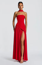 Robe Longue Élegante Sans Manches pour Femmes Ajustée Fendue Formelle Soirée Mariage Invité Sophistiquée – Mya