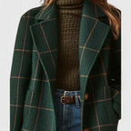 Manteau à Carreaux Femme Oversize Col Revers Chaud Automne Hiver - Hiverline