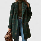 Manteau à Carreaux Femme Oversize Col Revers Chaud Automne Hiver - Hiverline