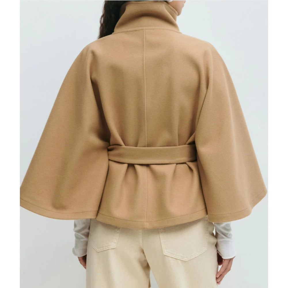 Manteau Cape Femme Col Haut Ceinturé – Coupe Enveloppante Hiver - Hiverline