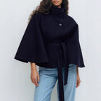 Manteau Cape Femme Col Haut Ceinturé – Coupe Enveloppante Hiver - Hiverline
