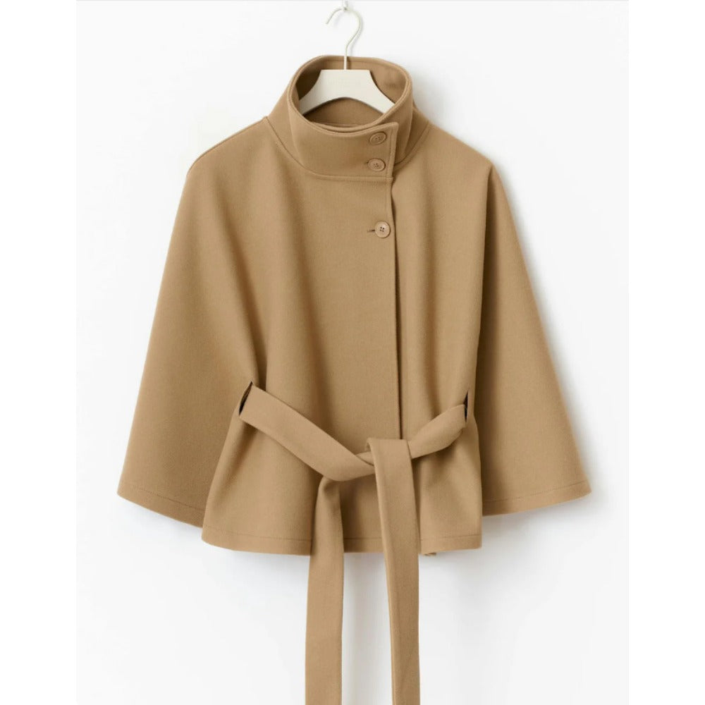 Manteau Cape Femme Col Haut Ceinturé – Coupe Enveloppante Hiver - Hiverline