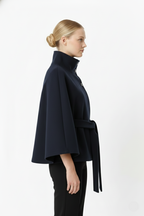 Manteau Cape Femme en Laine à Ceinture Col Montant Hiver - Hiverline