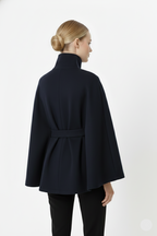 Manteau Cape Femme en Laine à Ceinture Col Montant Hiver - Hiverline
