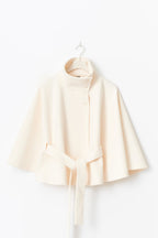 Manteau Cape Femme en Laine à Ceinture Col Montant Hiver - Hiverline