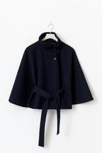 Manteau Cape Femme en Laine à Ceinture Col Montant Hiver - Hiverline